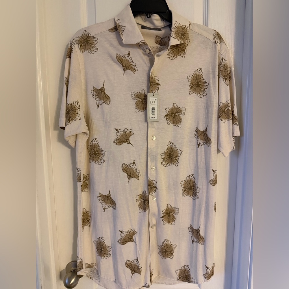 Daniel Cremieux Men's Shirt - Cream and Brown Floral